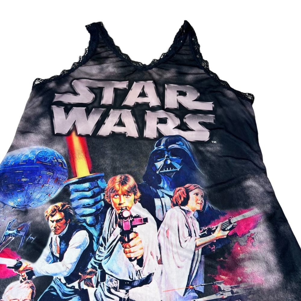 Stars Wars Lace Trimmed V Neck Sleeveless Nightgown - Picture 11 of 14